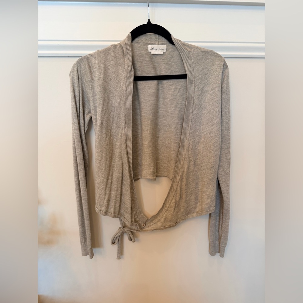 Lovers + Friends Light Beige Tie-Front Lightweight Cardigan
